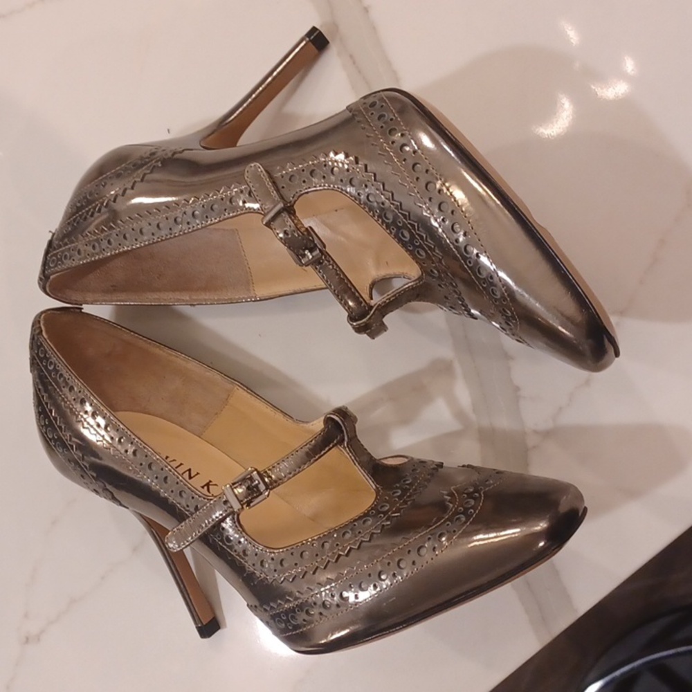 Marvin K Collette Silver Classic Heel Silver Classic Heels w/ Perforated Detail